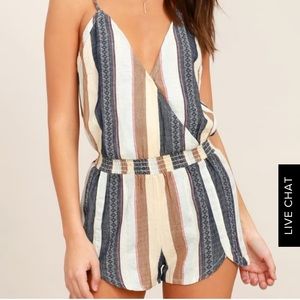 BRENDA NAVY BLUE STRIPED ROMPER